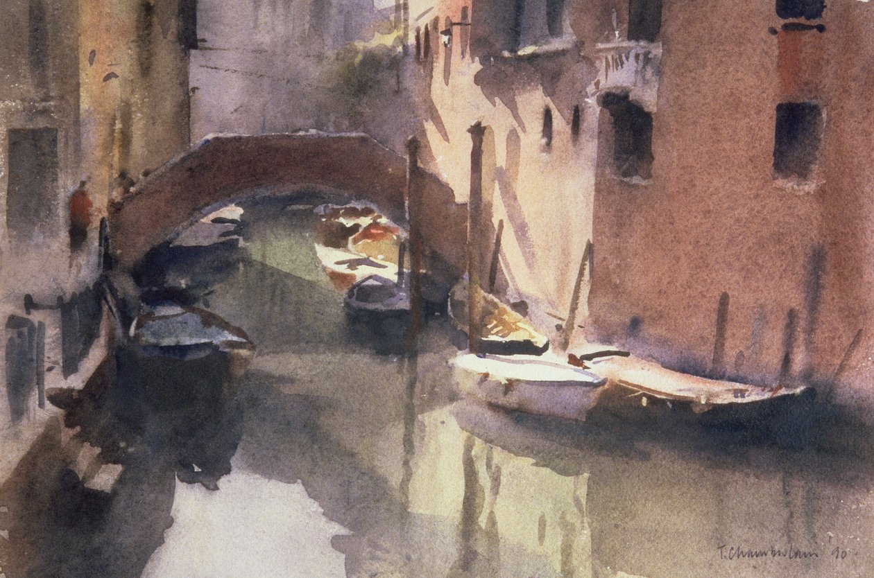 Ein ruhiger Kanal in Venedig, 1990 von Trevor Chamberlain