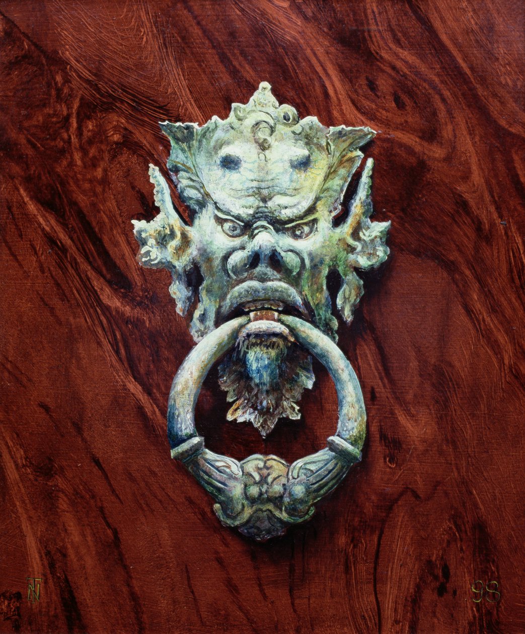 Ein Paar toskanische Türklopfer (Teufel), 1998 von Trevor Neal