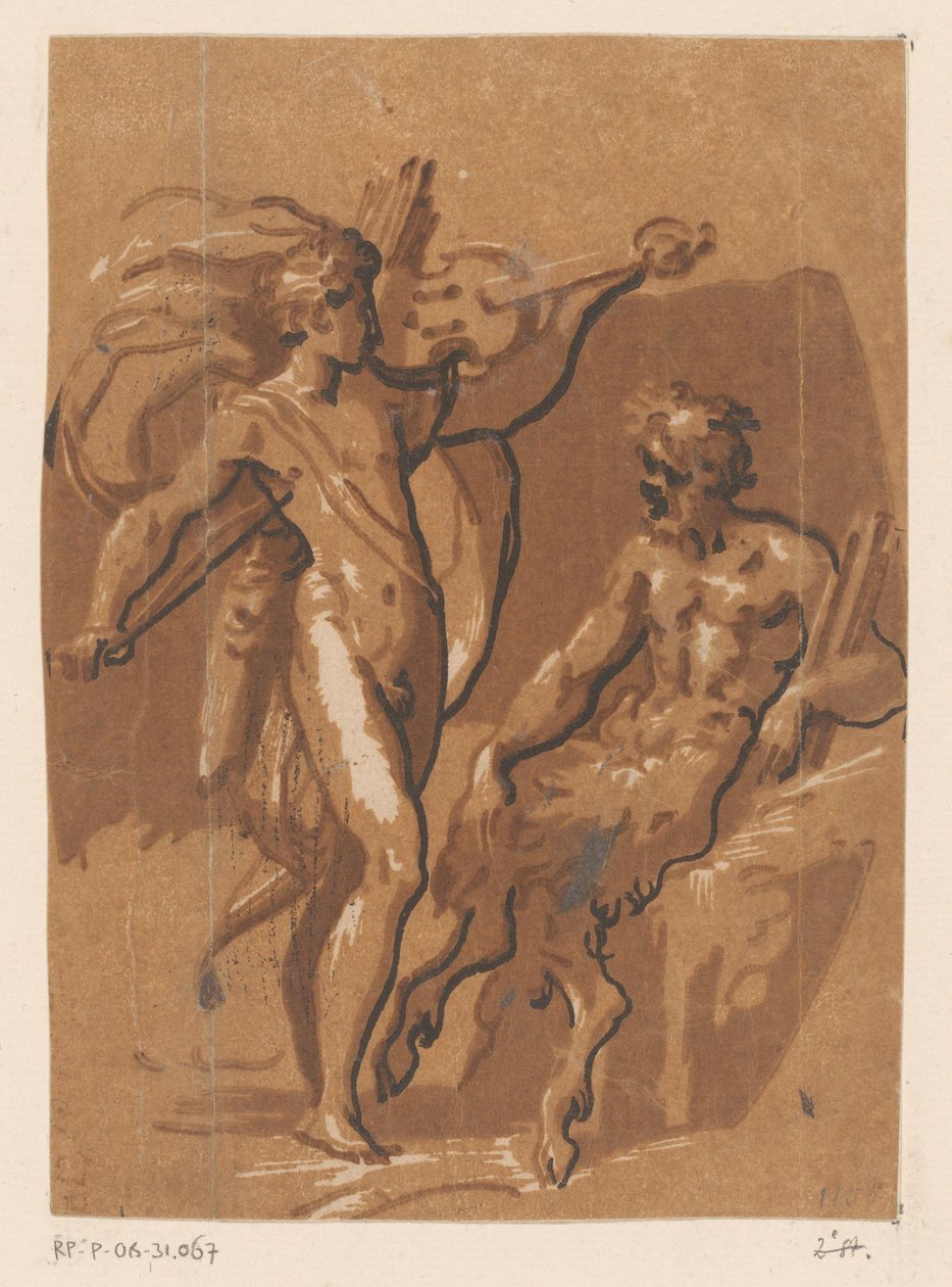 Wettbewerb zwischen Apollo und Marsyas von Ugo da Carpi (possibly)