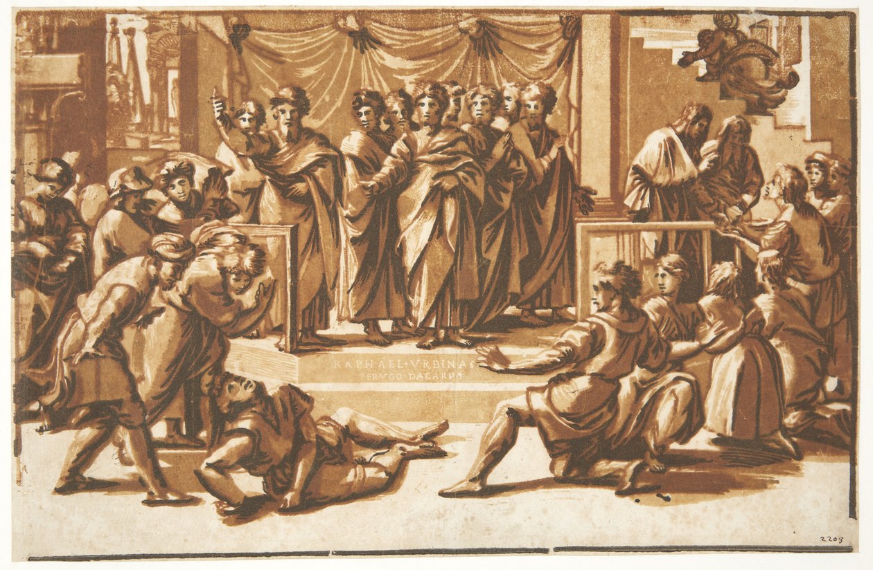 Der Tod des Ananias von Ugo da Carpi