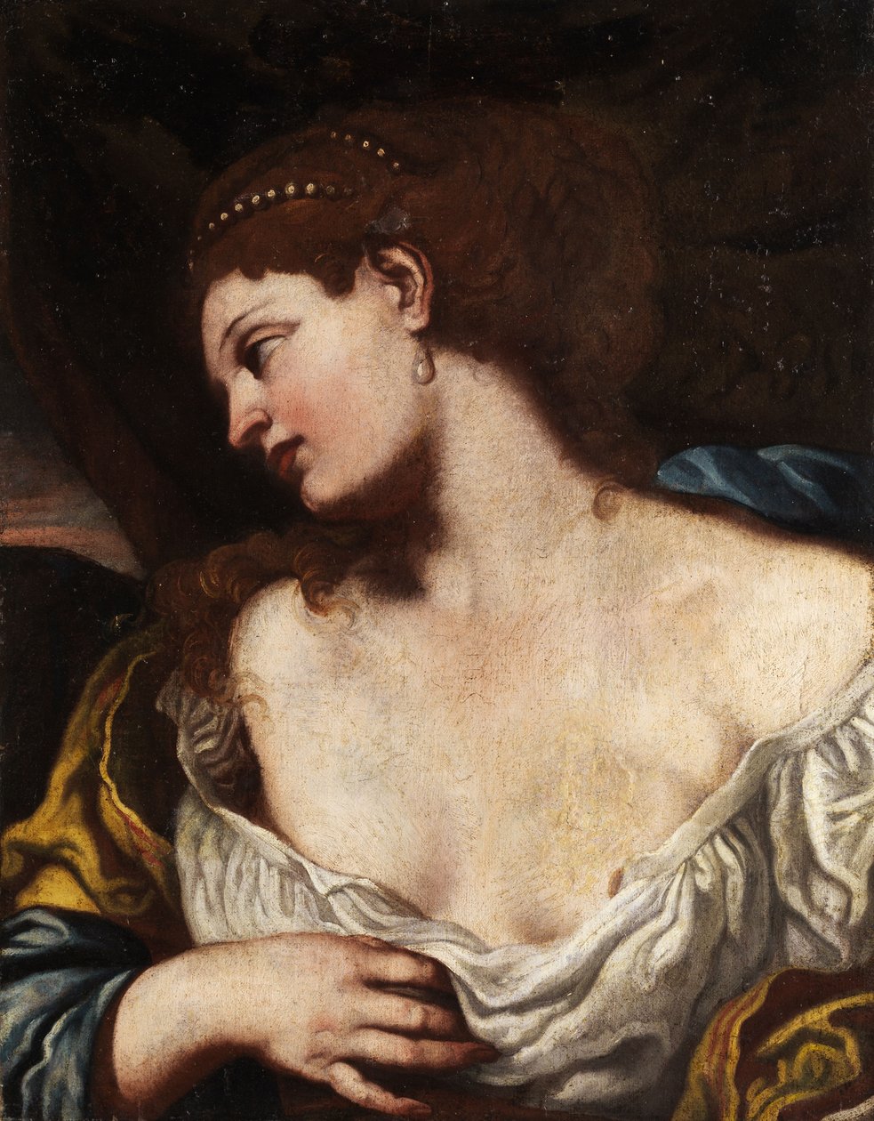 Halbporträt einer jungen Frau (möglicherweise Lucretia oder Cleopatra) von Unbekannt Unbekannt