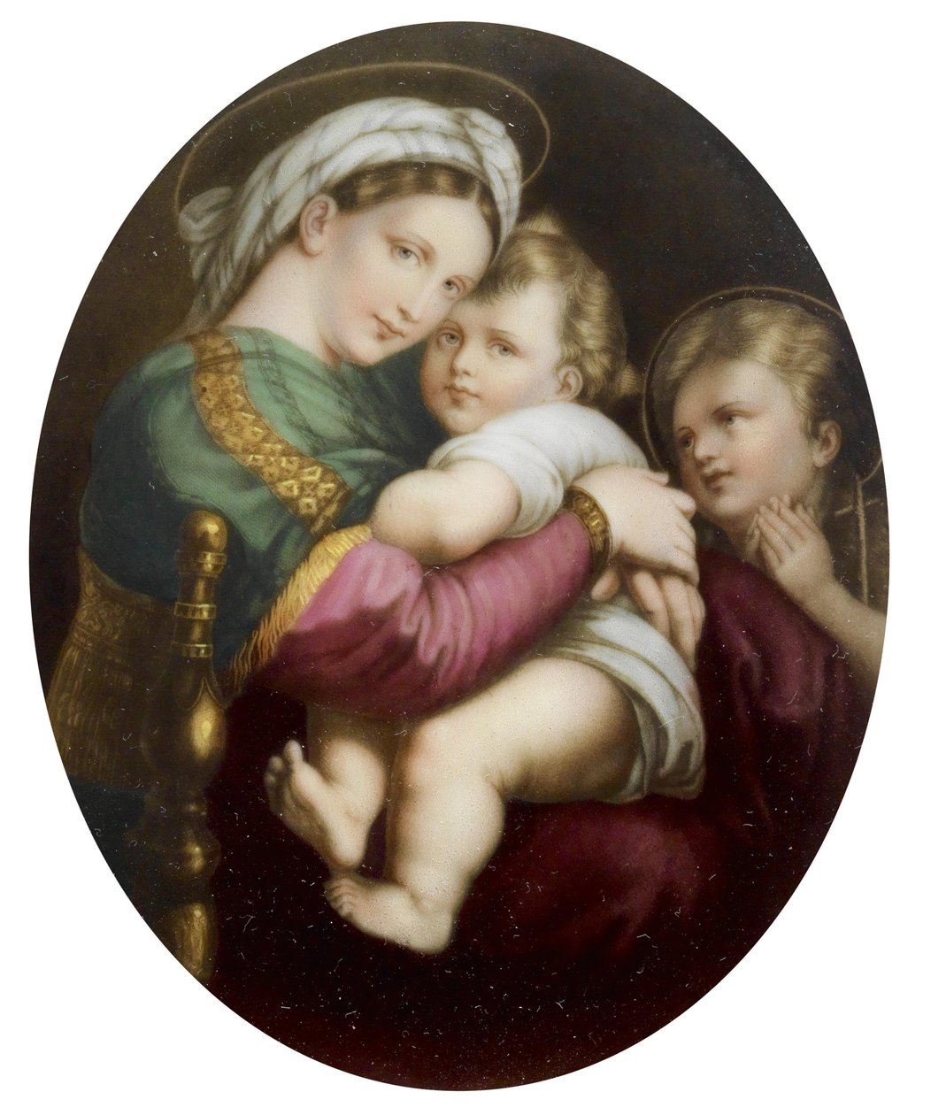 Porzellan-Medaillon nach der Madonna della sedia von Raffael von Unbekannt Unbekannt