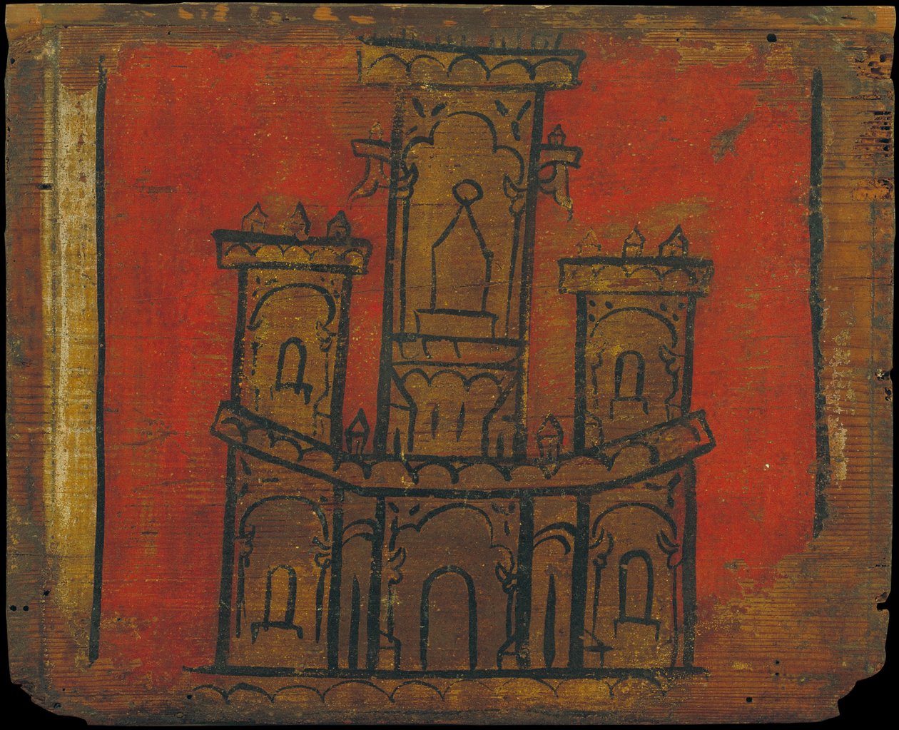 Deckenpaneel mit Burg von Unbekannt Unbekannt