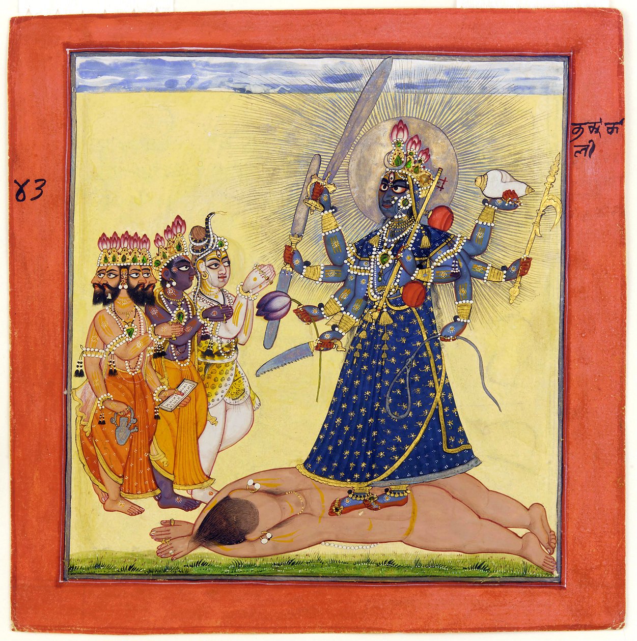Göttin Bhadrakali, verehrt von den Göttern - aus einer tantrischen Devi-Serie von Unbekannt Unbekannt