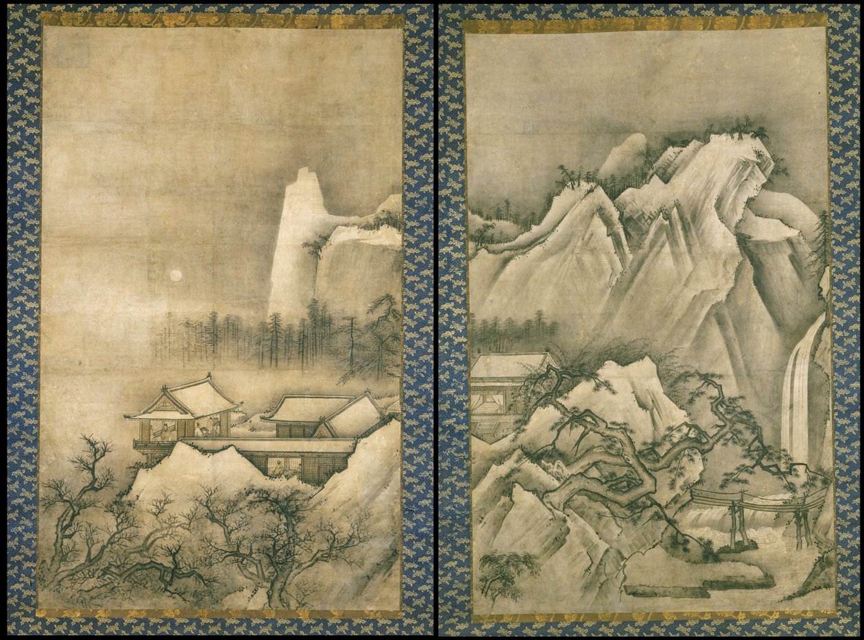 Pavillons in einer Berglandschaft von Unbekannt Unbekannt
