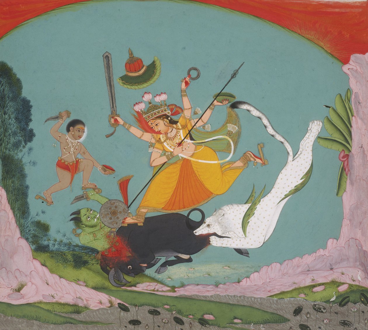 Die große Göttin Durga tötet den Büffeldämon (Mahishasuramardini) von Unbekannt Unbekannt