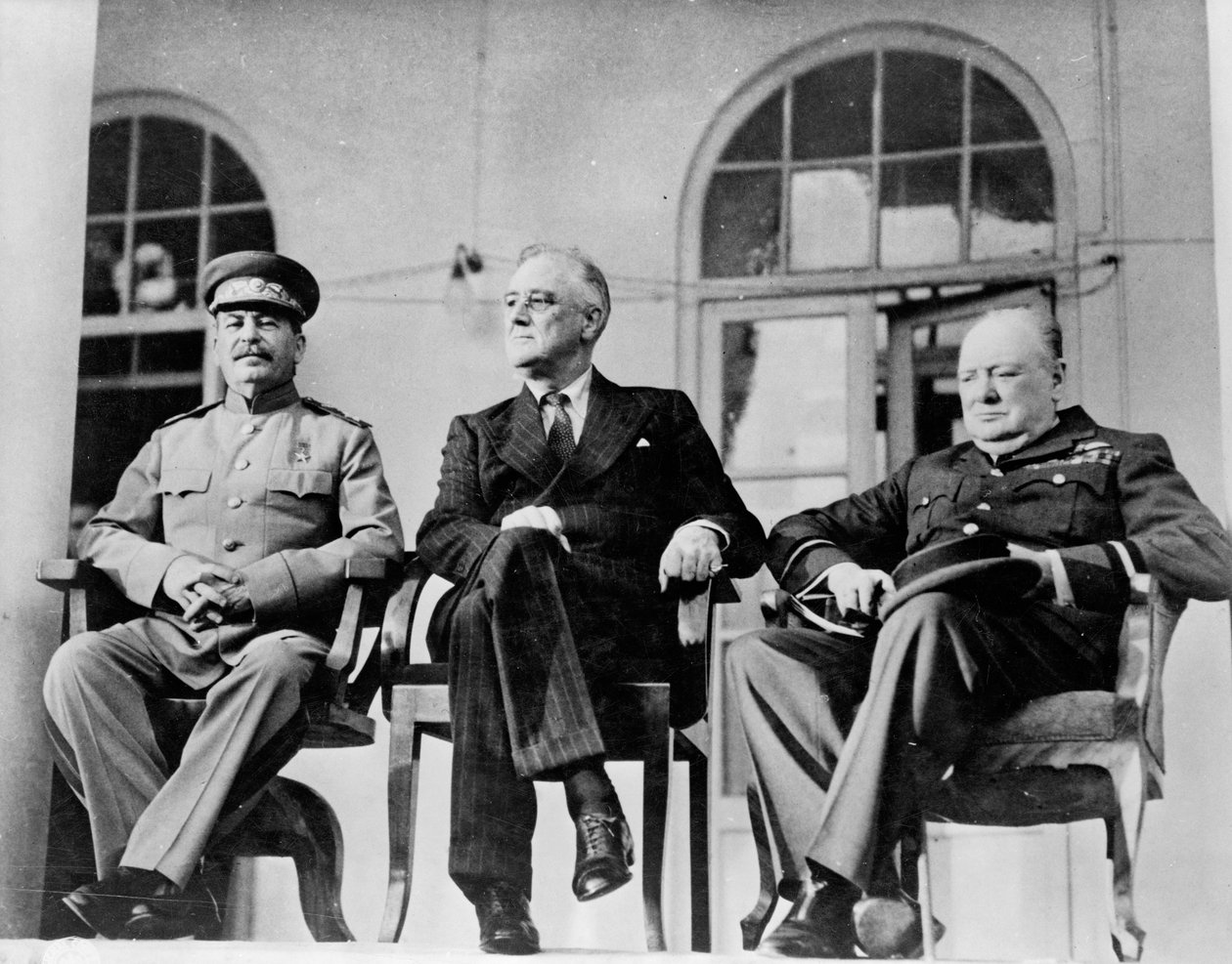 Roosevelt, Stalin und Churchill auf der Teheran-Konferenz, 1943 von Unbekannt Unbekannt