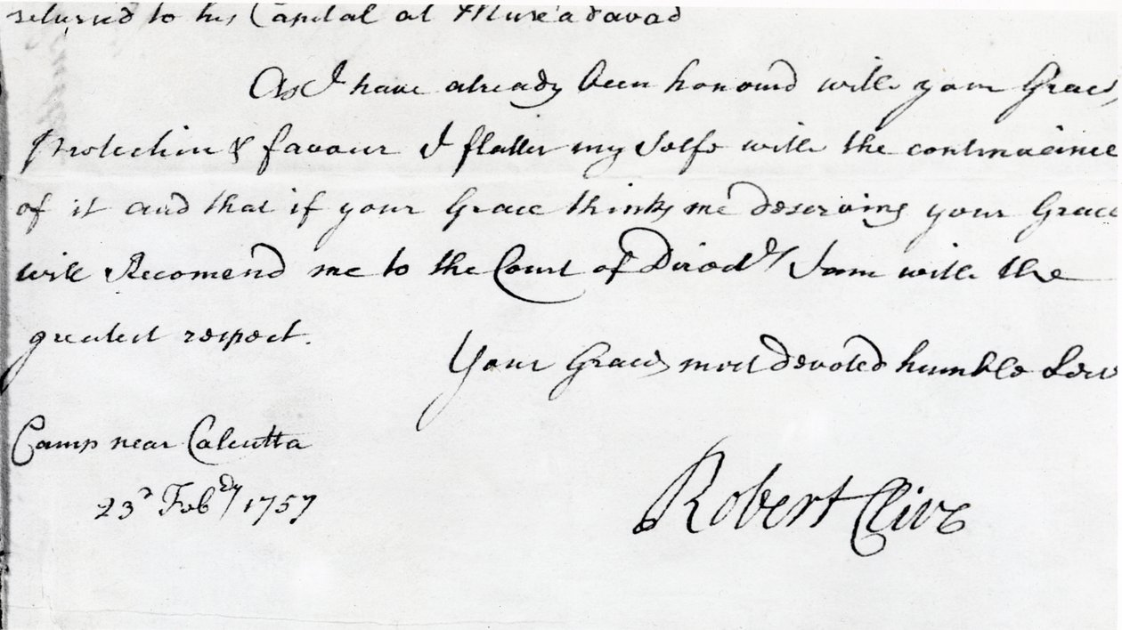 Unterschrift von Robert Clive (1725-74) 1757 von Unbekannt Unbekannt