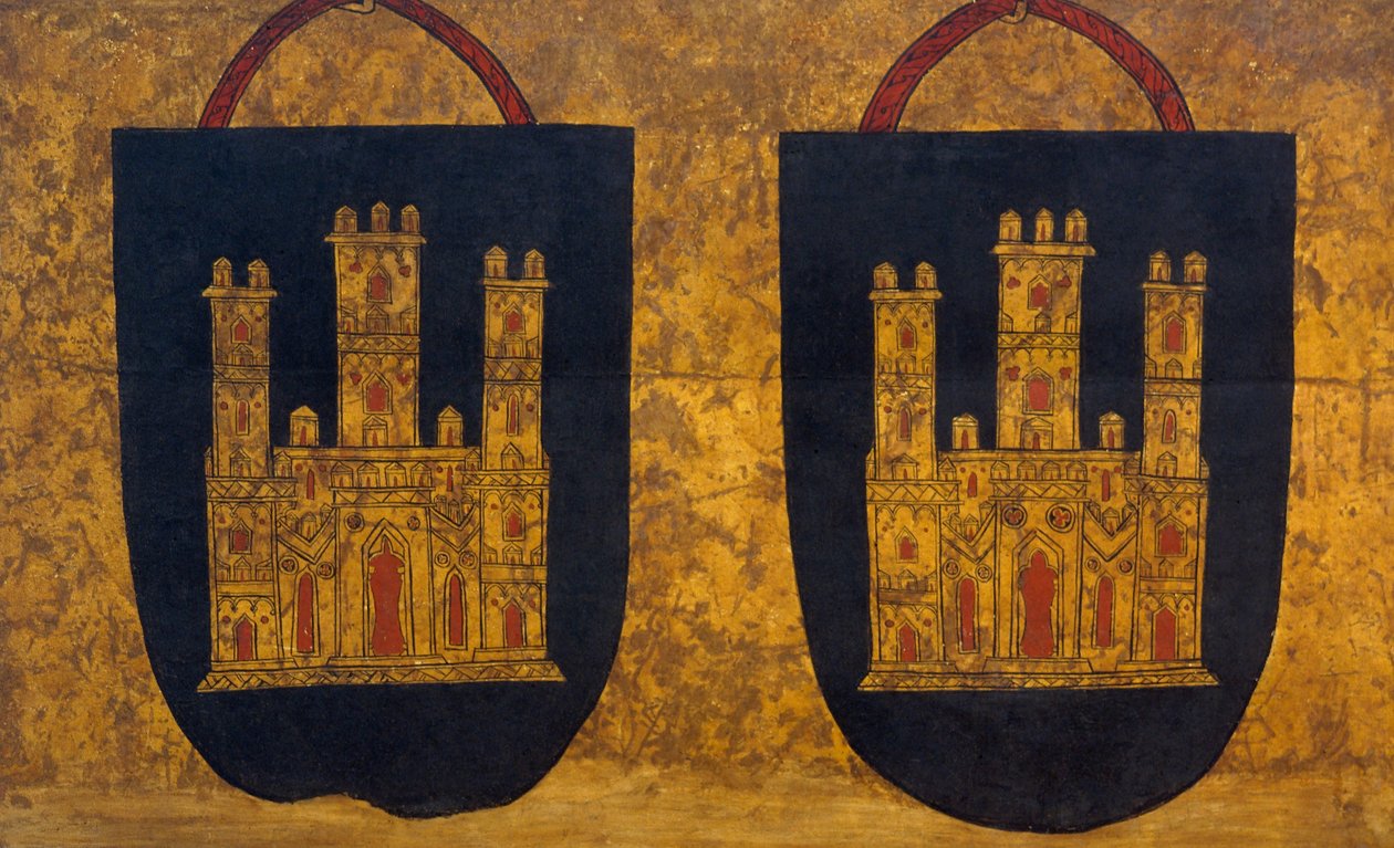 Zwei Wappen mit dreitürmigen Burgen von Unbekannt Unbekannt