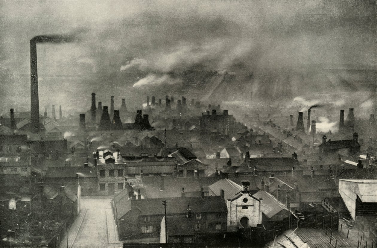 Eine Fabriklandschaft in den Potteries von Unbekannt
