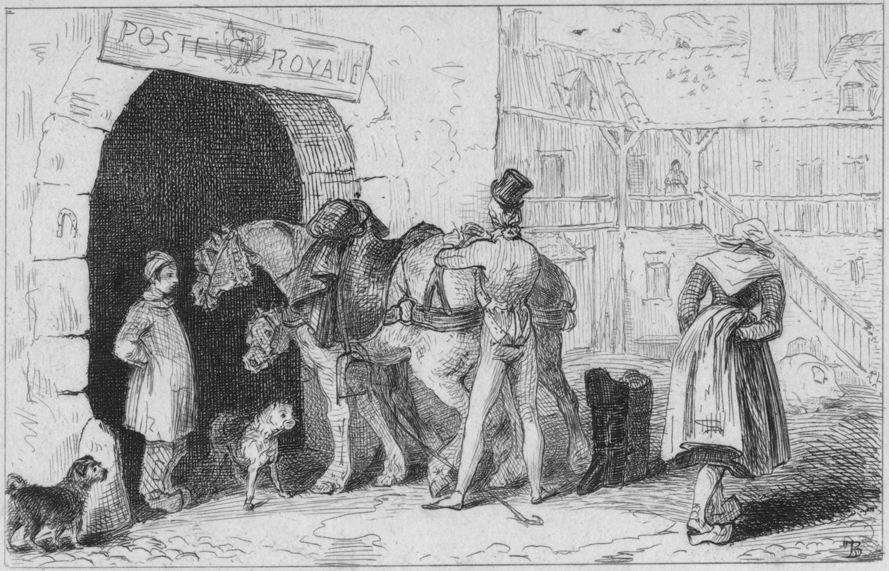 Ein französisches Posthaus, spätes 18. - frühes 19. Jahrhundert von Unbekannt