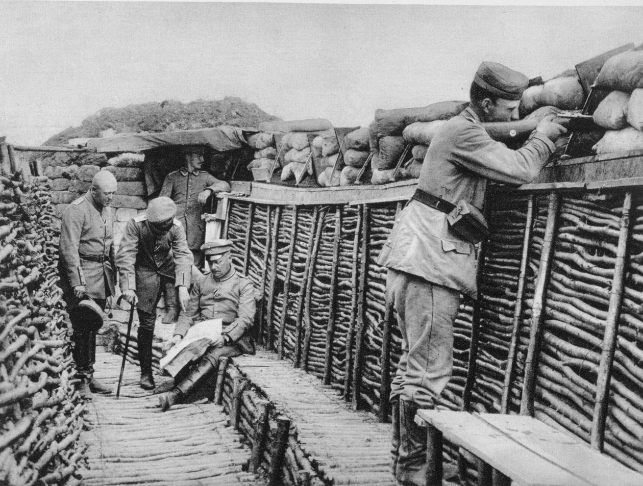 Ein deutscher Schützengraben, Erster Weltkrieg, 1915 von Unbekannt