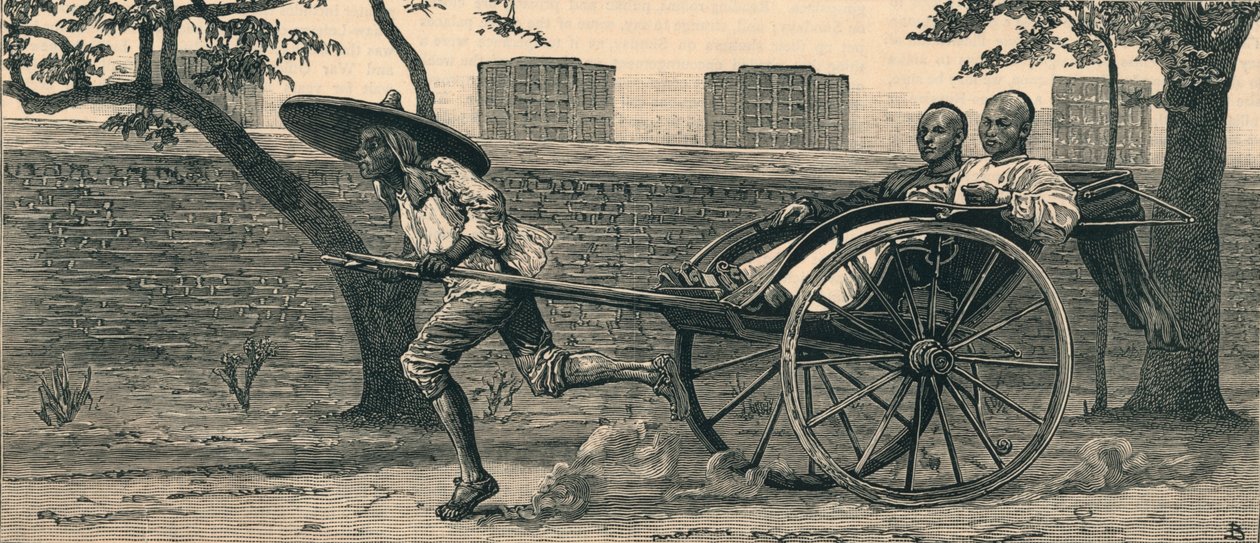 Ein Jinriksha oder chinesische Handkutsche, ca. 1883 von Unbekannt