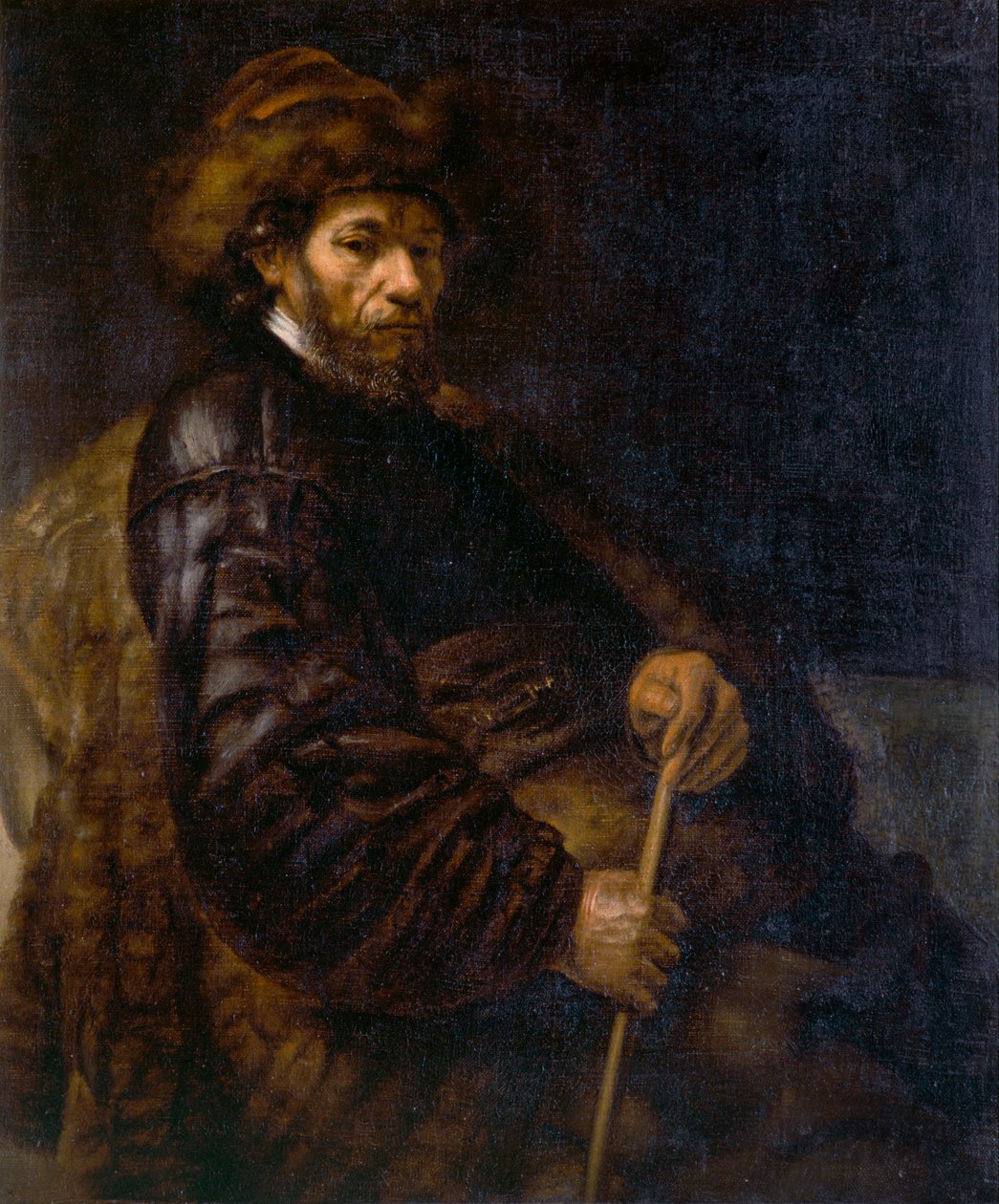 Ein sitzender Mann mit einem Stock, ca. 1800-1850 von Unbekannt