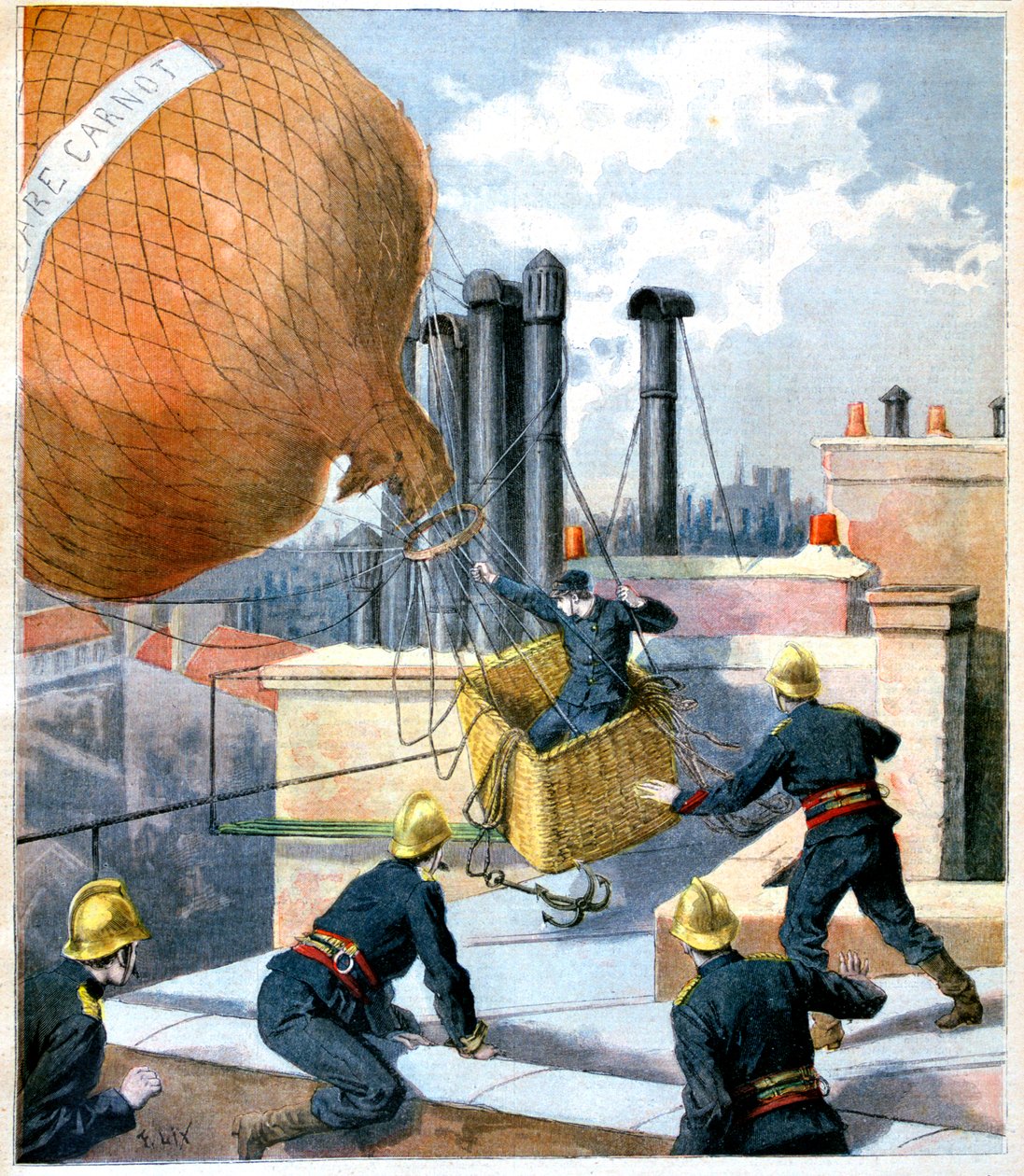 Ein Ballon auf einem Dach, 1894 von Unbekannt