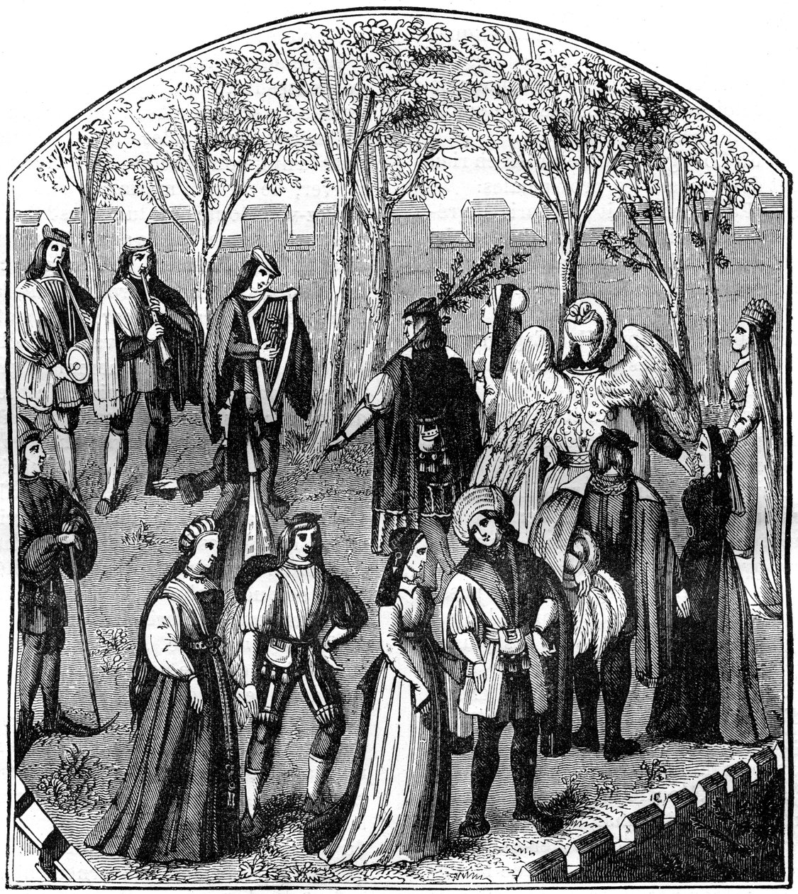 Ein Tanz in einem Garten, 13.-15. Jahrhundert, 1882-1884 von Unbekannt