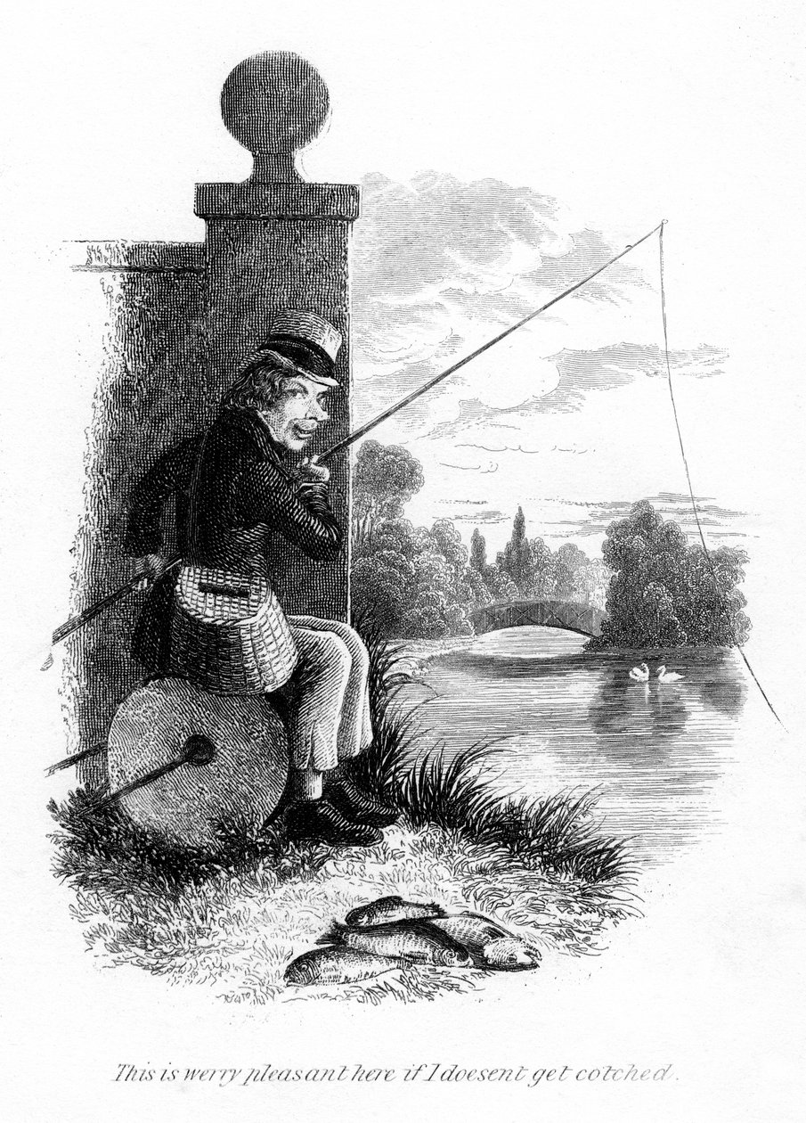 Ein Mann beim illegalen Fischen von Unbekannt