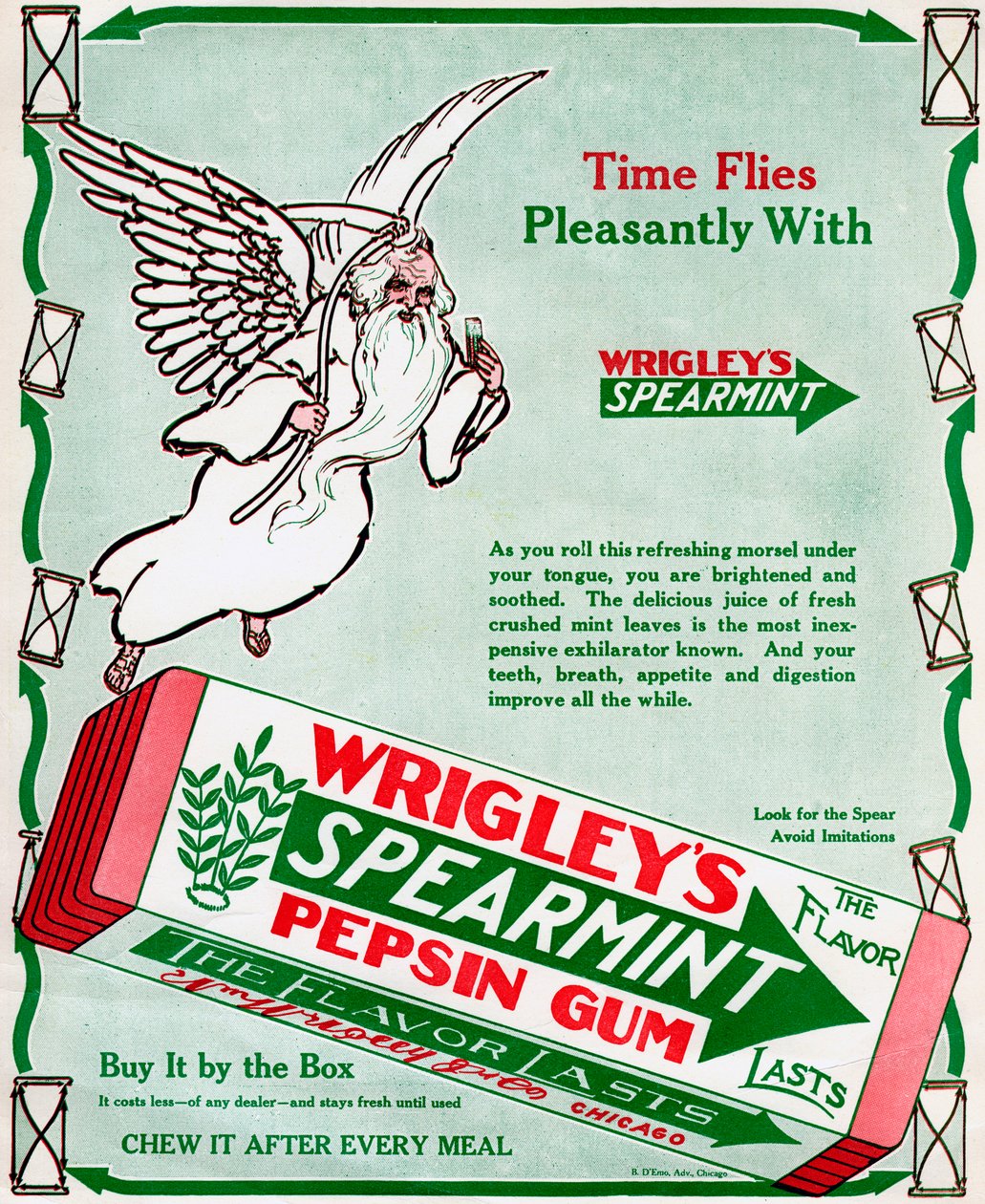 Werbung für Wrigleys Spearmint Pepsin Gum von Unbekannt