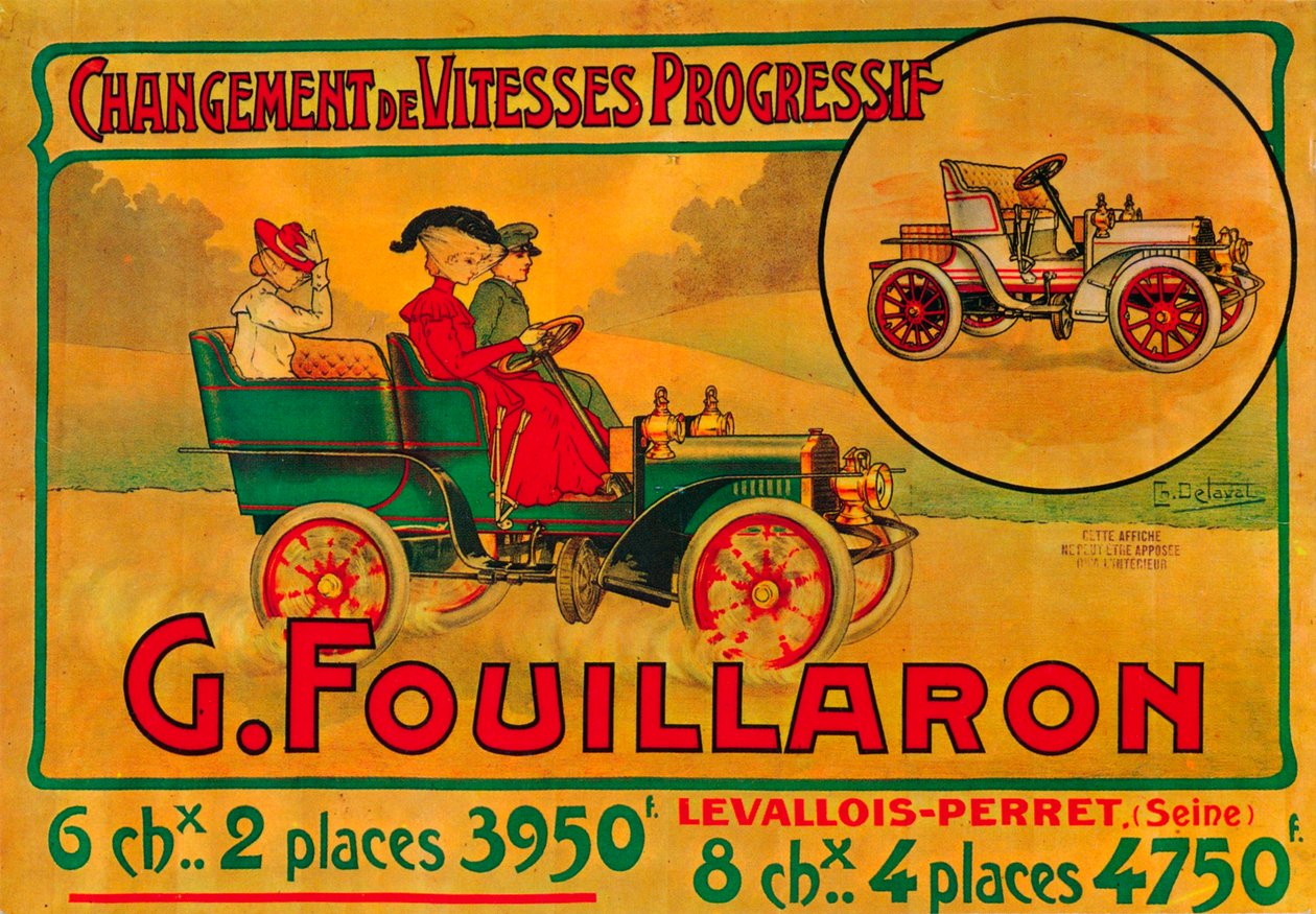 Werbung für Fouillaron-Autos, um 1900er von Unbekannt
