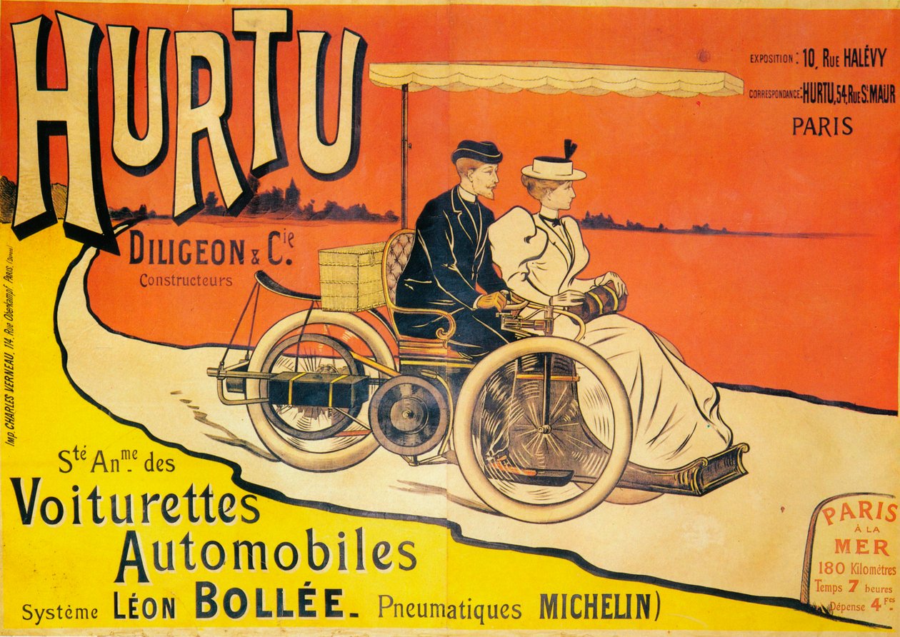 Werbung für Hurtu-Autos, um 1896 von Unbekannt