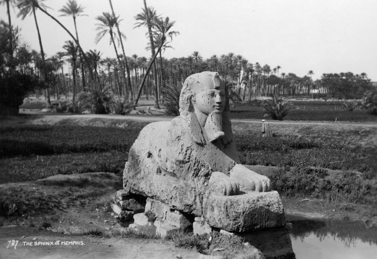 Alabastersphinx in Memphis, Ägypten, ca. 1920er-1930er Jahre von Unbekannt