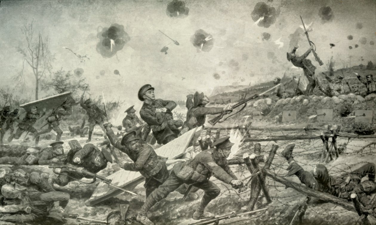 Ein Angriff geführt von einer Bombengruppe, 1919 von Unbekannt