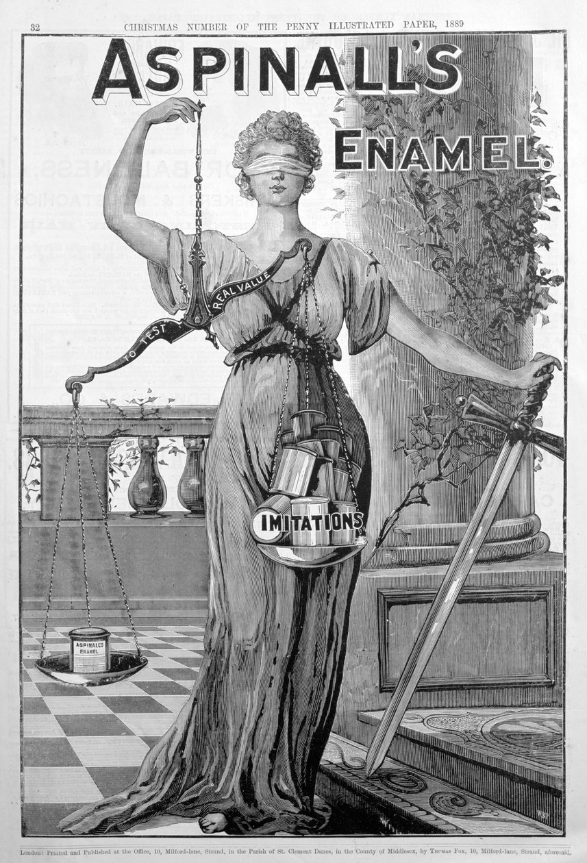 Aspinalls Emaille-Werbung, 1889 von Unbekannt