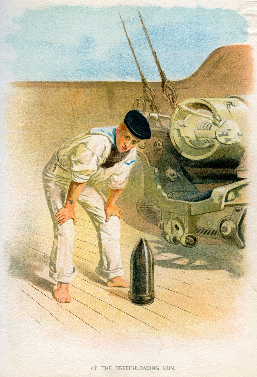 Am Hinterladergeschütz, um 1890-1893 von Unbekannt