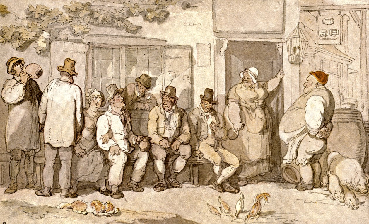 An der Tür ihres Gasthauses, ca. 1900 von Unbekannt