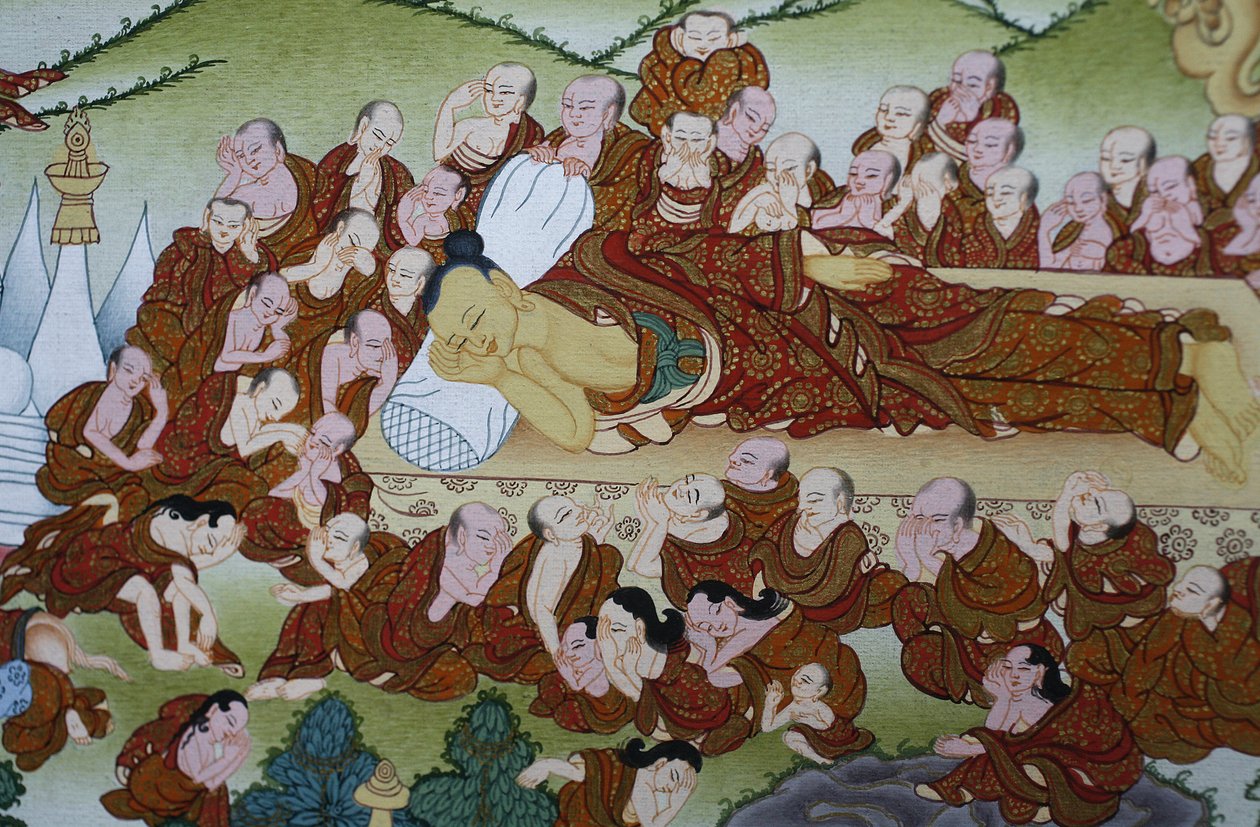Buddhas Tod oder Parinirvana. Thangka, Bhaktapur, Nepal von Unbekannt