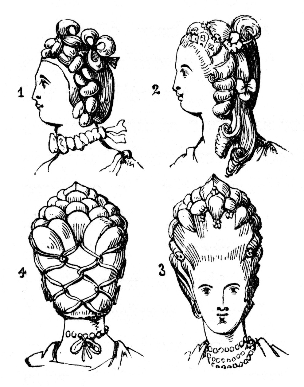 Frisuren, spätes 18. Jahrhundert von Unbekannt