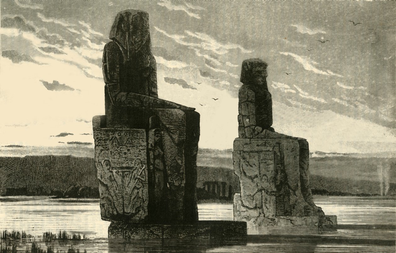 Kolossale Statuen in Theben, 1890 von Unbekannt