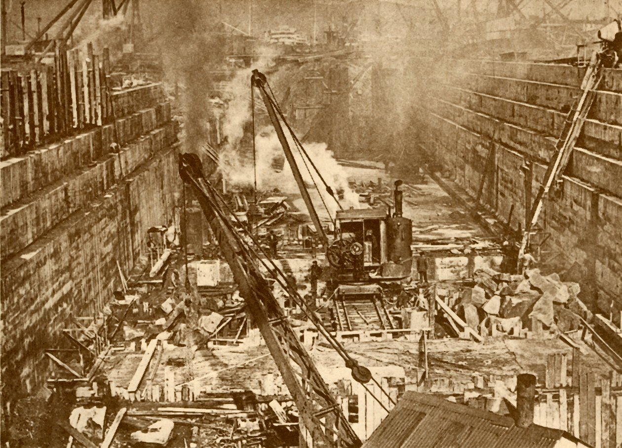 Bau eines Trockendocks in Swansea, um 1930 von Unbekannt