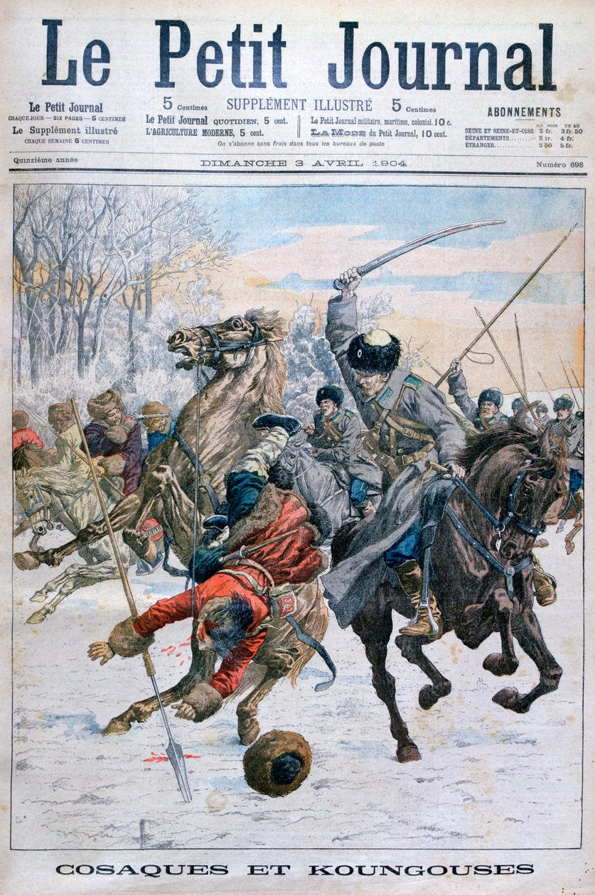 Kosaken kämpfen gegen Mandschuren, Russisch-Japanischer Krieg, 1904 von Unbekannt