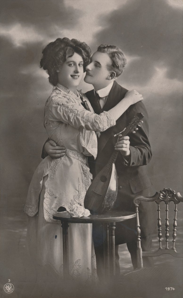 Paar mit Mandoline, ca. 1910 von Unbekannt