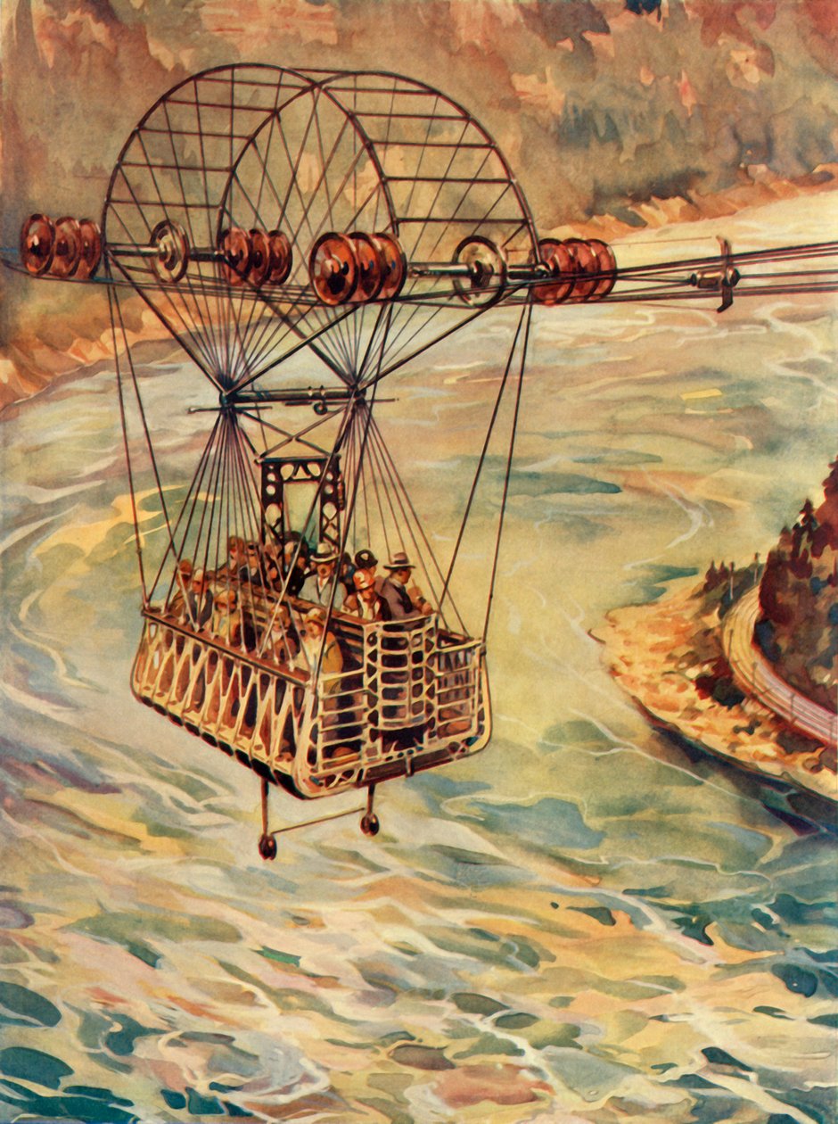 Überquerung der Niagarafälle mit der Seilbahn, ca. 1930 von Unbekannt