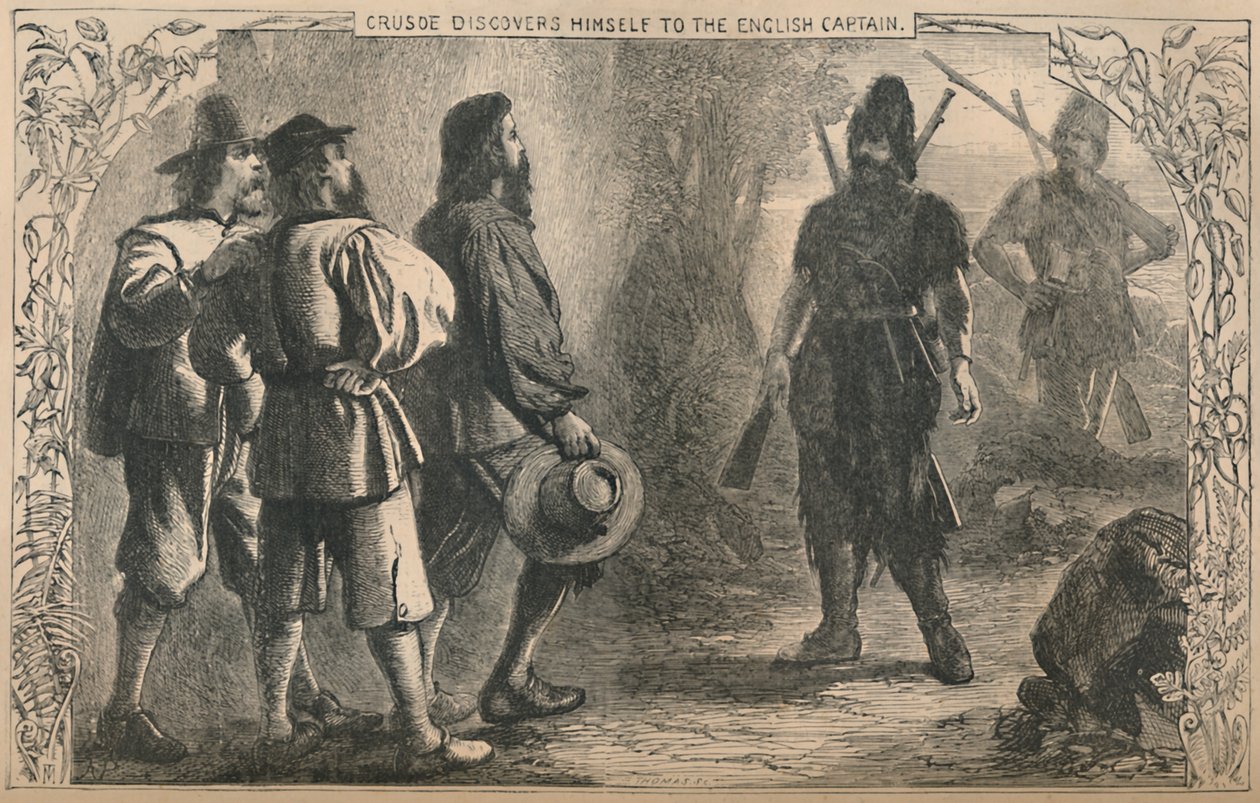 Crusoe entdeckt sich selbst für den englischen Kapitän, um 1870 von Unbekannt