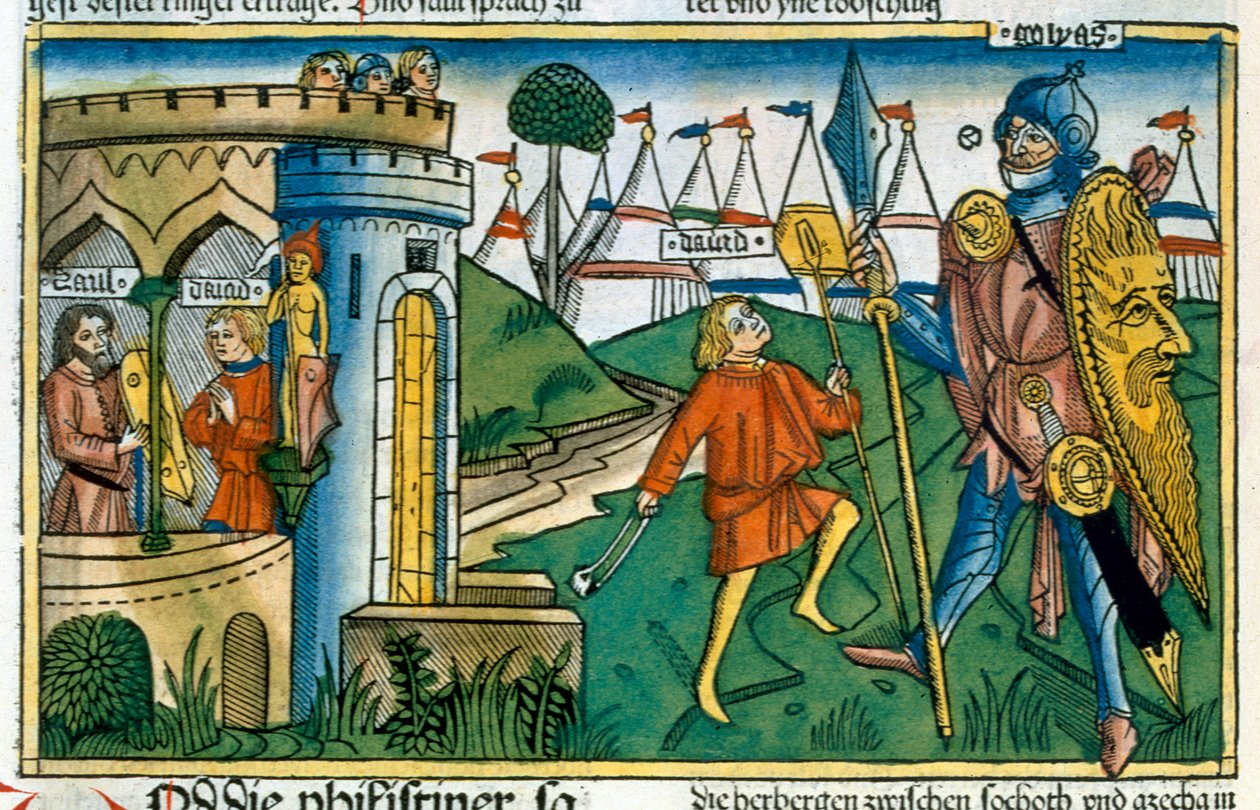 David besiegt Goliath und trifft Saul von Unbekannt