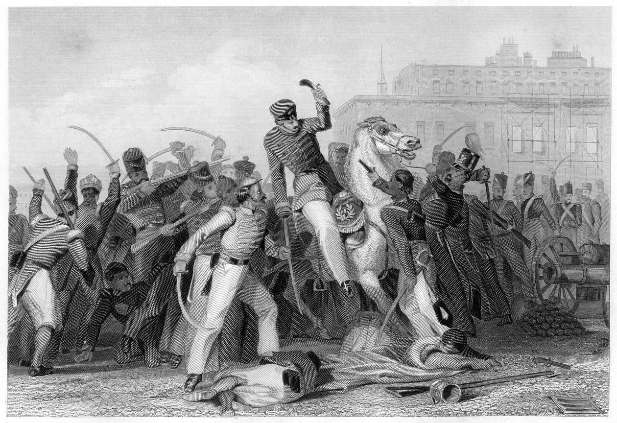 Tod von Colonel Finnis in Meerut, 1857, um 1860 von Unbekannt