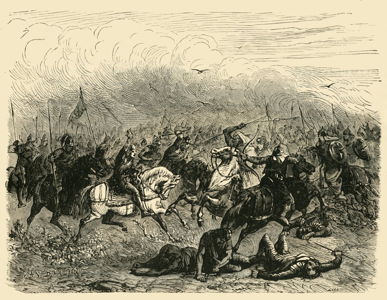 Niederlage von Abdalrahman bei Poitiers, 732 n. Chr., 1890 von Unbekannt