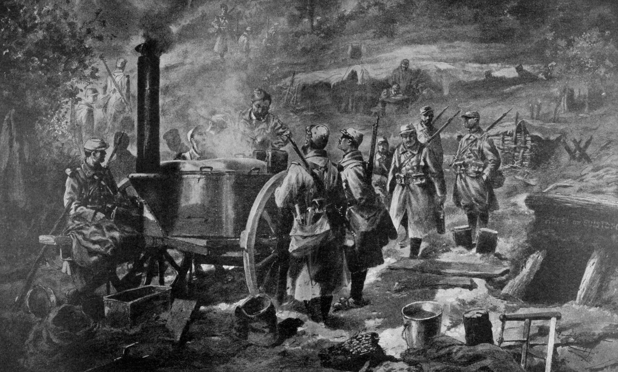 Verteilung von Suppe an der Front von Unbekannt