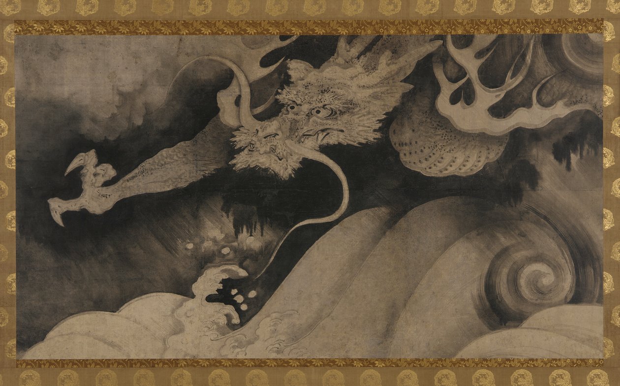 Drache, Wellen und Wolken, Momoyama-Periode, 1568-1615 von Unbekannt