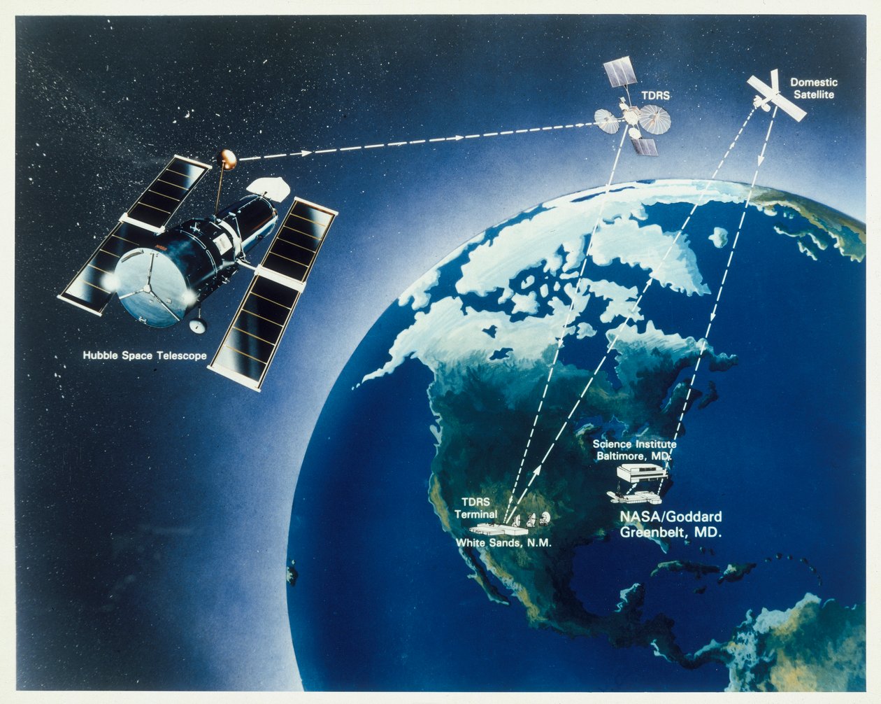 Zeichnung des Hubble-Teleskops, 1980er Jahre von Unbekannt