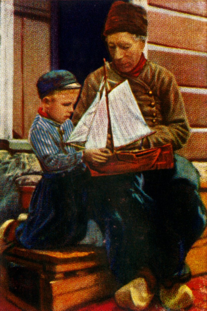 Niederländischer Vater und Sohn in traditioneller Kleidung, ca. 1928 von Unbekannt