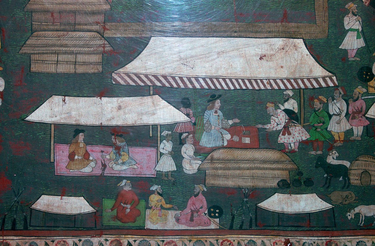 Europäische und indische Kaufleute in Delhi von Unbekannt