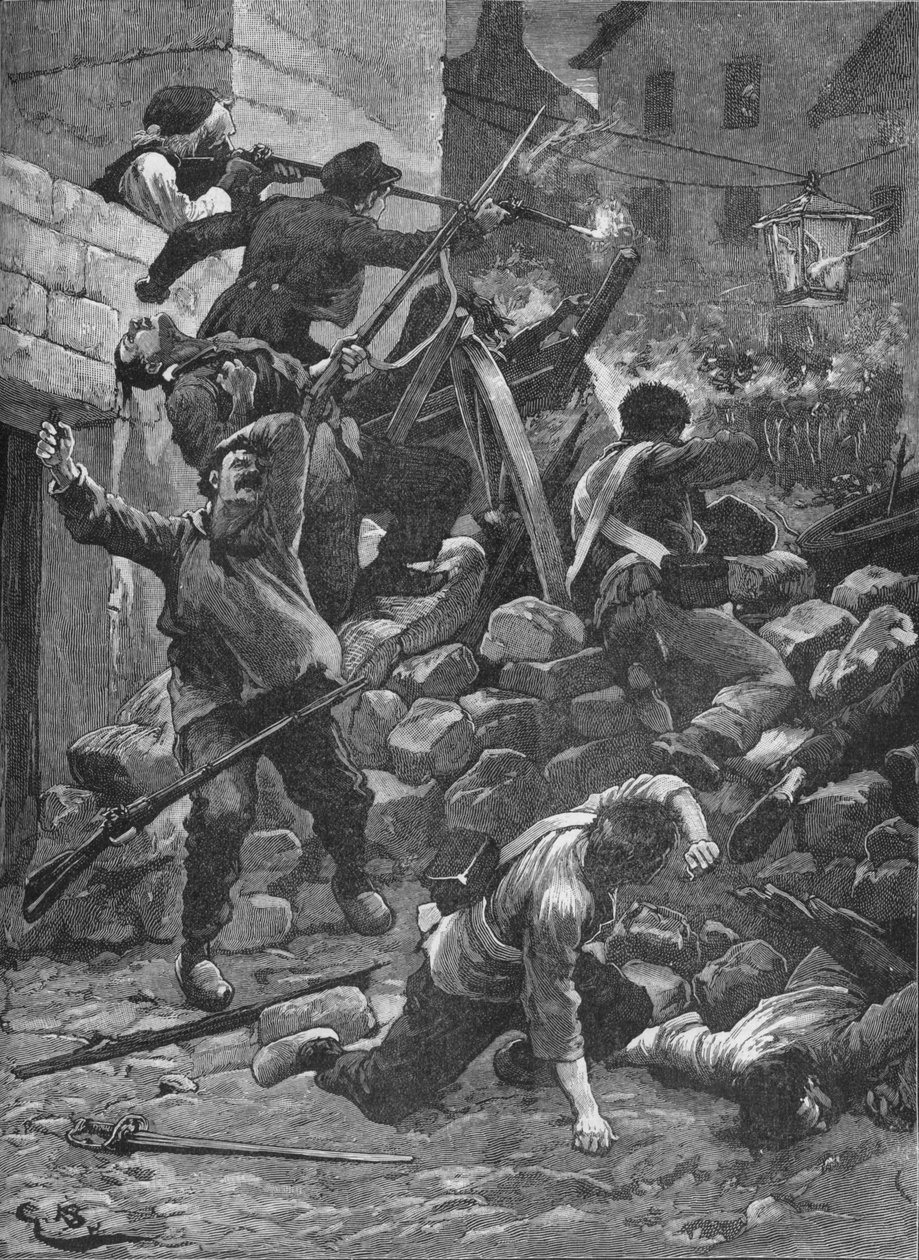 Kämpfe an den Barrikaden in Paris, 1848 von Unbekannt