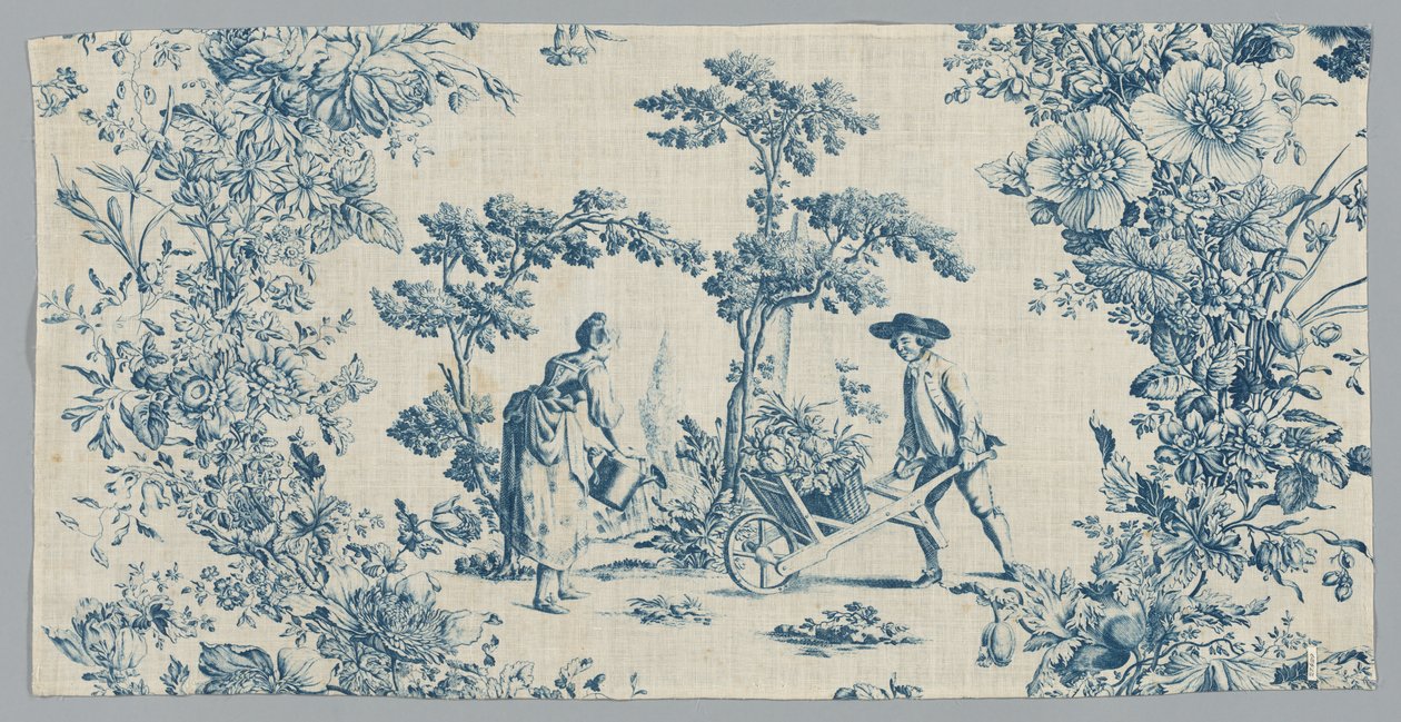 Fragment eines bedruckten Baumwollstoffs, ca. 1785 von Unbekannt