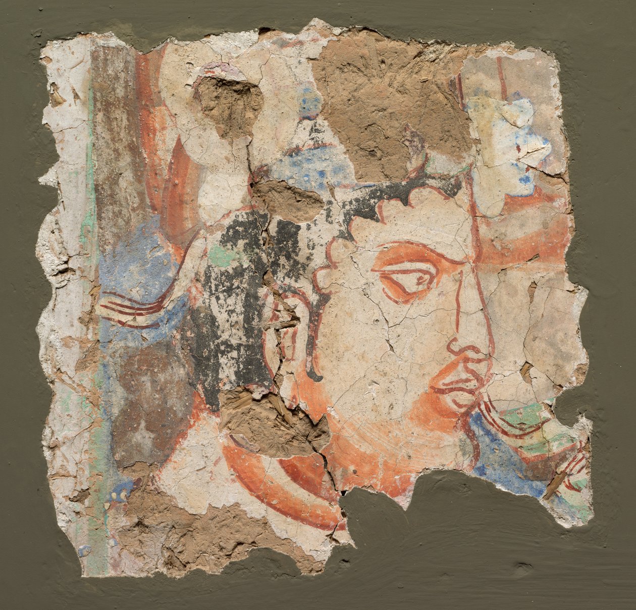 Fragment mit einem Kopf von Bodhisattva, ca. 600-650 von Unbekannt
