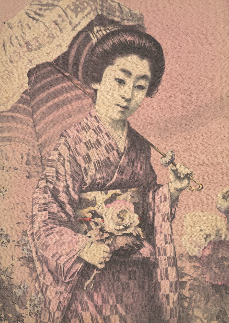Mädchen mit einem Sonnenschirm, ca. 1900 von Unbekannt