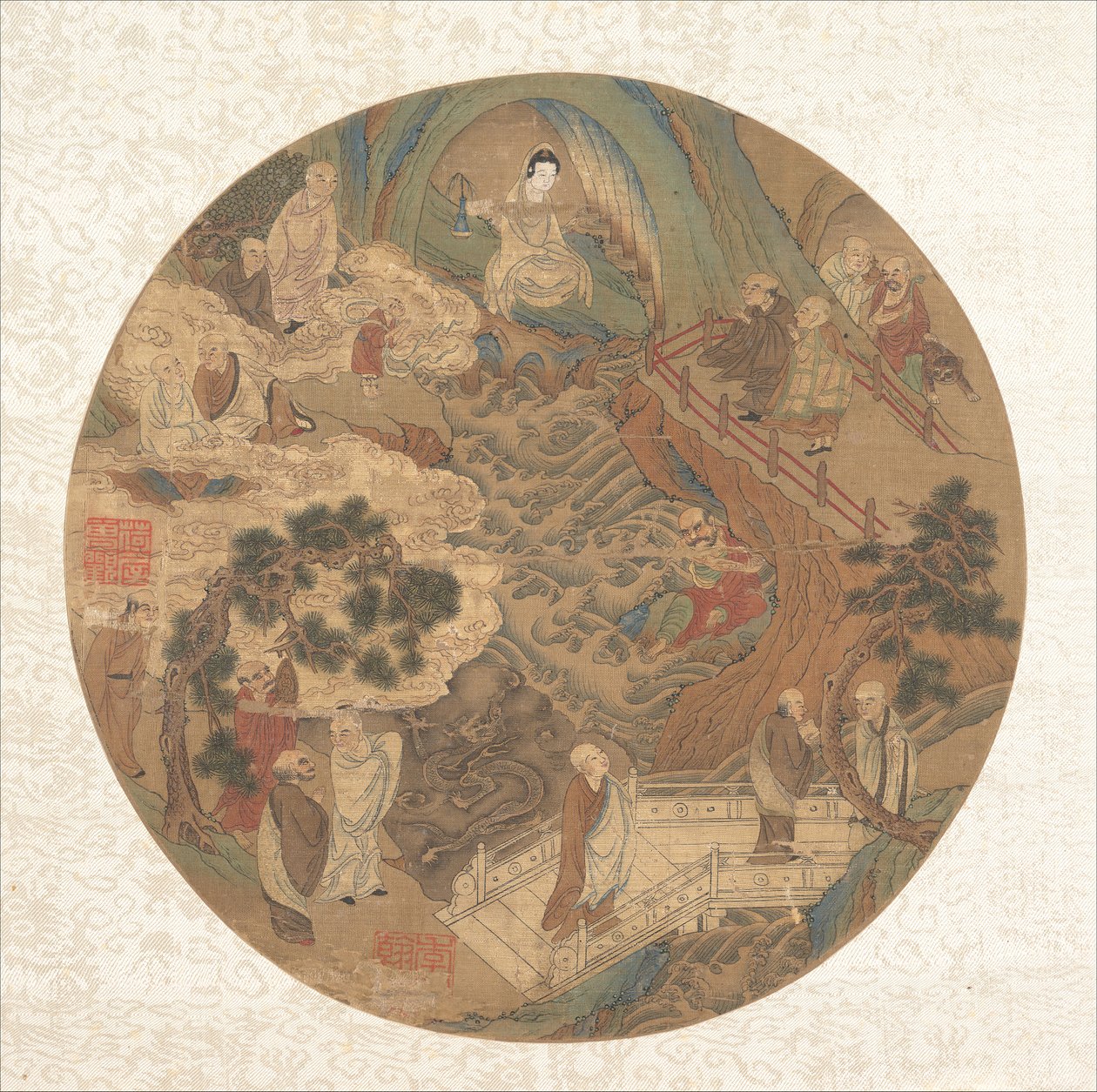 Guanyin und die sechzehn Luohans, 16.-17. Jahrhundert von Unbekannt